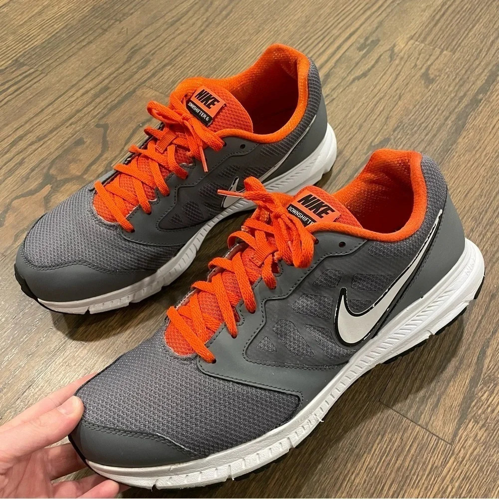 Nike Downshifter 6 Running Shoes Grey/Orange Mens 13 684652-005